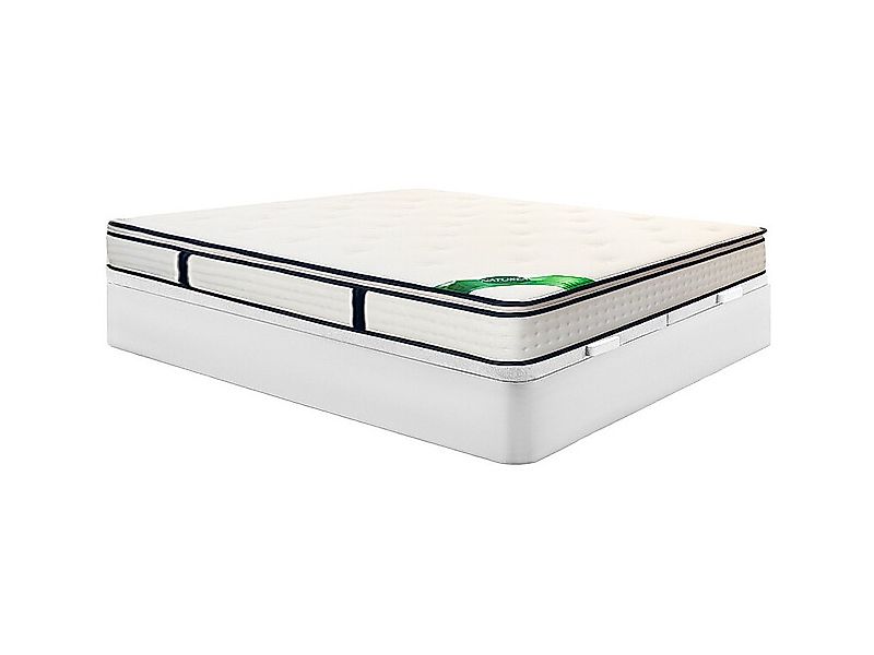 Bett-Set 180 x 200 cm, Bettkasten weiß + 7-Zonen-Taschenfederkernmatratze m günstig online kaufen