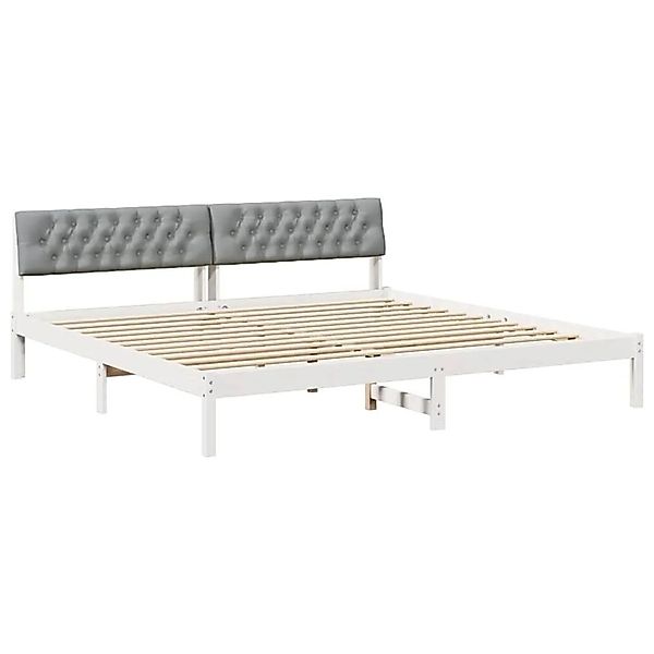 vidaXL Bettgestell Weiß und Hellgrau 200 x 200 cm Massivholz Kiefer 3394342 günstig online kaufen