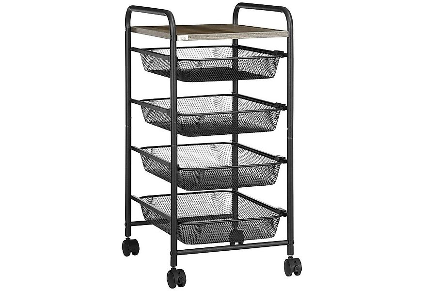 HOMCOM Servierwagen Rollwagen, Küchenwagen mit 4 Körben Haushaltregal, (Auf günstig online kaufen