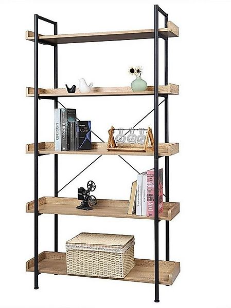 Woltu Bücherregal, 1-tlg., Standregal mit 5 Ablagen 91x30x173cm eiche hell günstig online kaufen