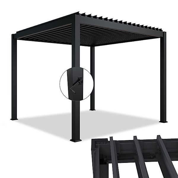 Juskys Terrassendach Tahiti 3x3 m, Lamellendach, günstig online kaufen