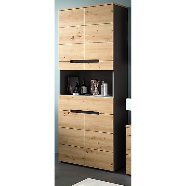 Inn.Furn Badezimmer Hochschrank in Eiche und Grau 76 x 193 cm Cooper günstig online kaufen