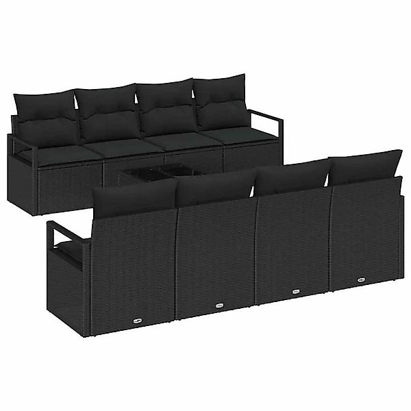 vidaXL Gartensofa-set mit Kissen 9-Tlg Schwarz Poly-Rattan 3354982 günstig online kaufen