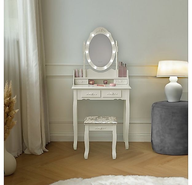 HOME DELUXE Schminktisch ROSY - 149 x 71 x 40 cm  (inkl. Hocker & Spiegel), günstig online kaufen