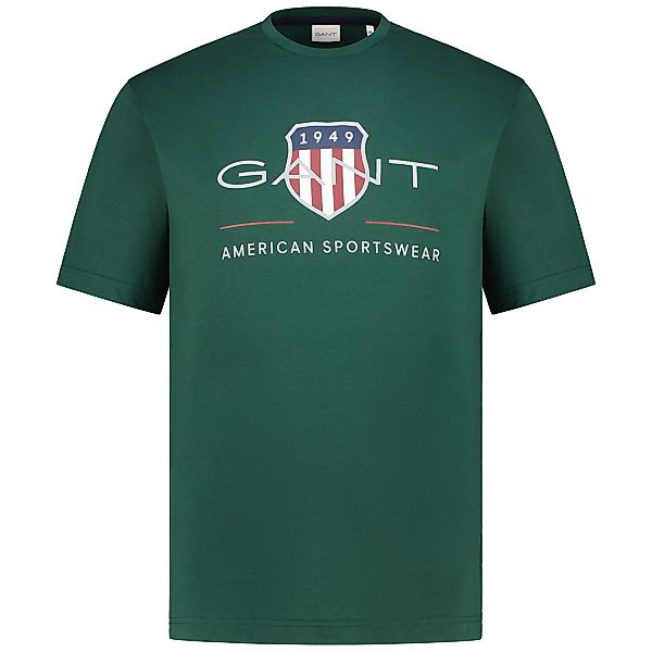 Gant T-Shirt mit Label-Print Farbe dunkelgrün Größe: 3XL günstig online kaufen