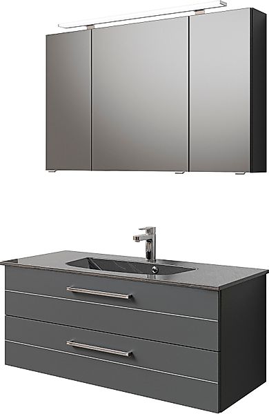 Saphir Badmöbel-Set "Serie 6025 2-teilig Mineralmarmor-Waschtisch mit LED-S günstig online kaufen