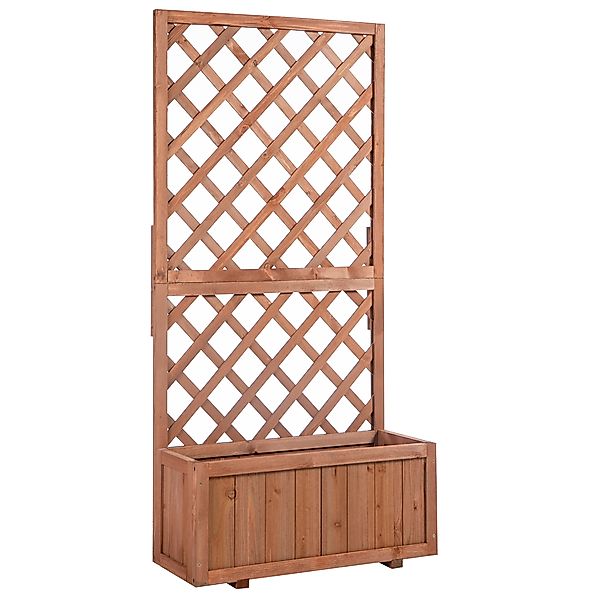 Outsunny Hochbeet Pflanzkasten mit Rankgitter 72,5x31,5x149,5cm Holz Natur günstig online kaufen