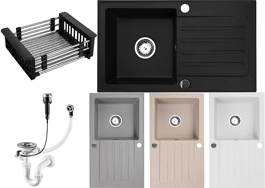 Faizee Möbel Granitspüle Granitspüle 76x44+Spülkorb (Armatur günstig online kaufen