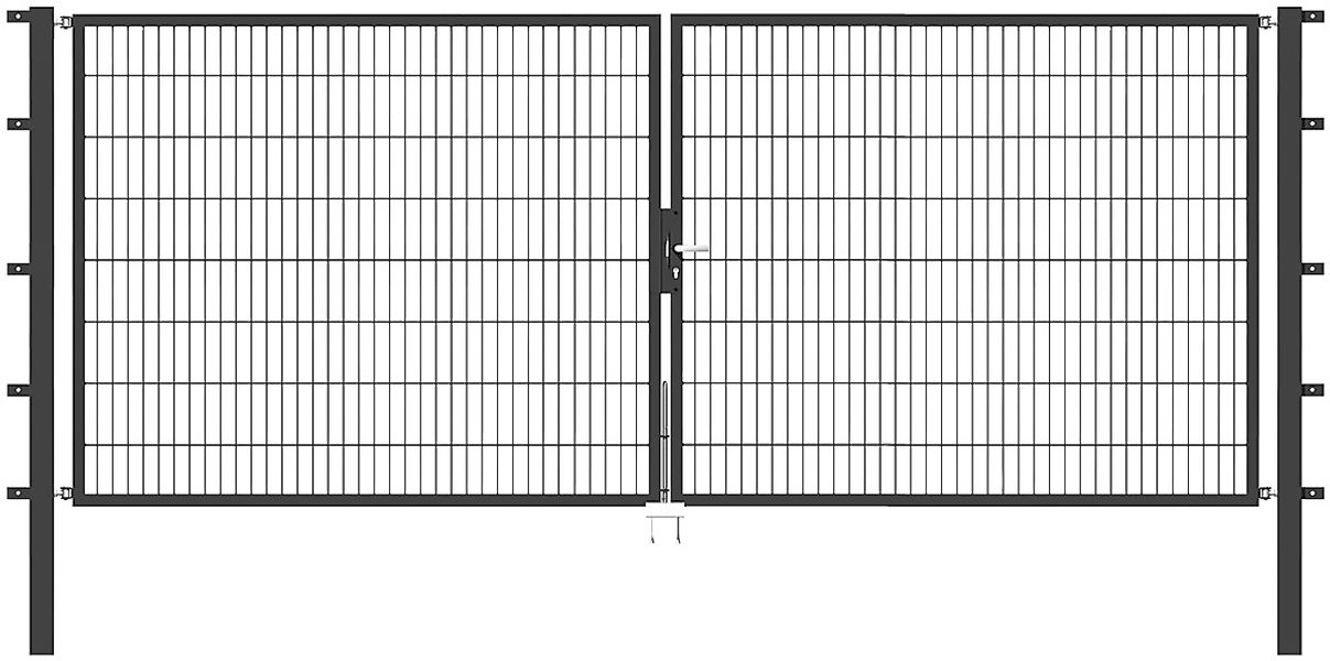 Metallzaun Doppeltor für Doppelstabmatte Grün z. Einbetonieren 100 cm x 350 günstig online kaufen