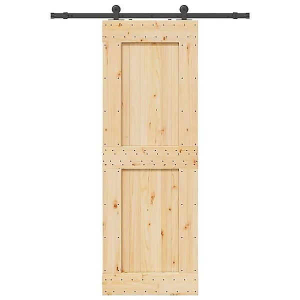 vidaXL Schiebetür mit Beschlag 80x210 cm Massivholz Kiefer 3332713 günstig online kaufen
