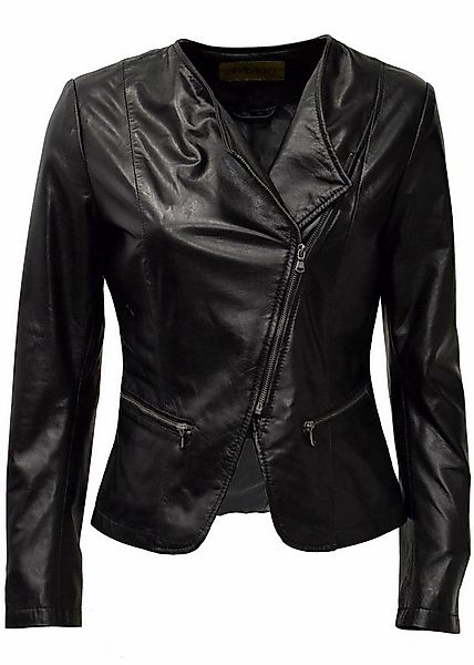Zimmert Leather Lederjacke Minni weiches, washed Lammnappa Leder, Kragenlos günstig online kaufen
