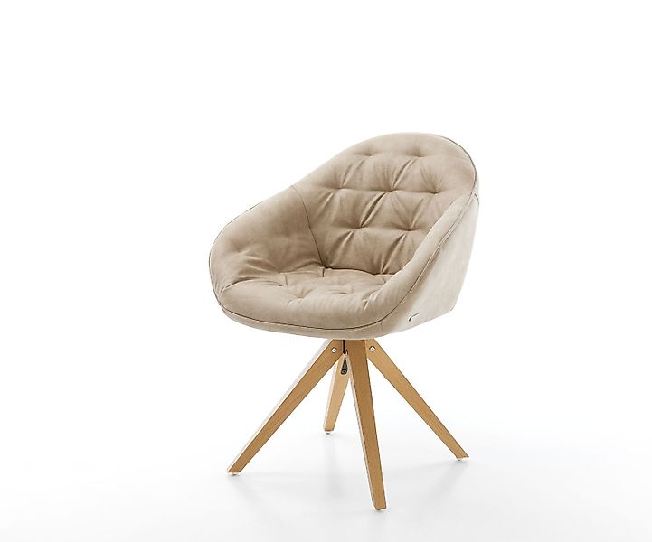 Esszimmerstuhl Gaio-Flex Mikrofaser Beige Vintage Holzgestell kantig Natur günstig online kaufen