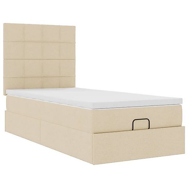 vidaXL Bett Ottoman-Bett mit Matratze Creme 100x200 cm Stoff günstig online kaufen