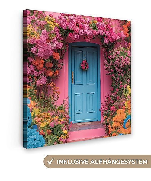 OneMillionCanvasses® Leinwandbild Blumen - Tür - günstig online kaufen