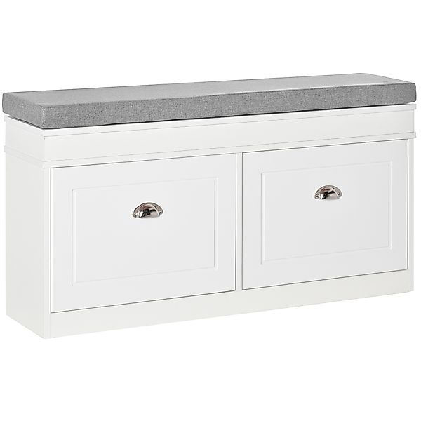 HOMCOM Schuhregal Schuhbank mit Kissen und 2 Schubladen Spanplatte MDF Poly günstig online kaufen