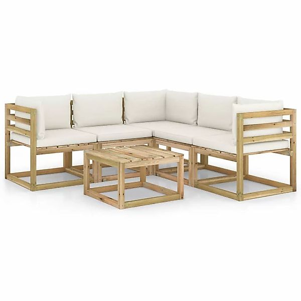 6-tlg. Garten-lounge-set Mit Creme Kissen günstig online kaufen