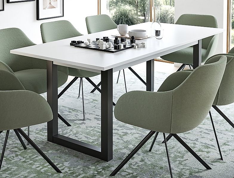 Inn.Furn Esstisch Eldon (Küchentisch in weiß und grau, ausziehbar 150 - 190 günstig online kaufen