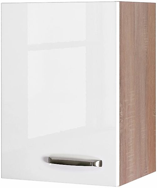 Flex-Well Exclusiv Küchen-Oberschrank Valero 40x55cm Hochglanz Weiß-Sonoma günstig online kaufen