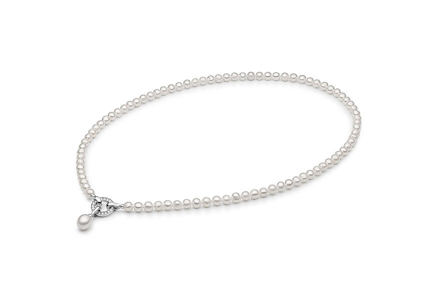 Gaura Pearls Perlenkette weiß, 45 cm, Designverschluss, Anhänger, Zirkonia, günstig online kaufen