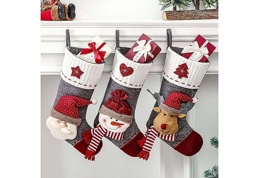 trends for living Socken 3 pcs Weihnachtssocken-Set Kamin-Weihnachtsstiefel günstig online kaufen