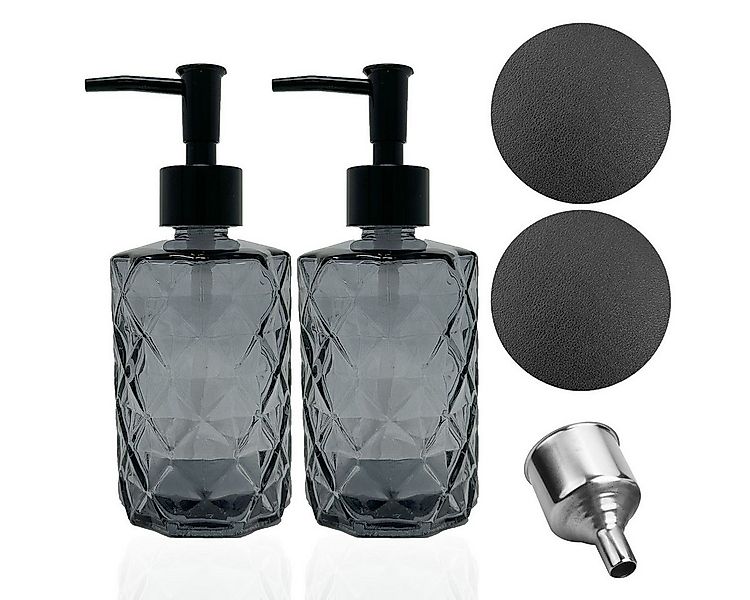 mixed24 Seifenspender 2er Set Glas Seifenspender Schwarz 330ml Pumpspender günstig online kaufen