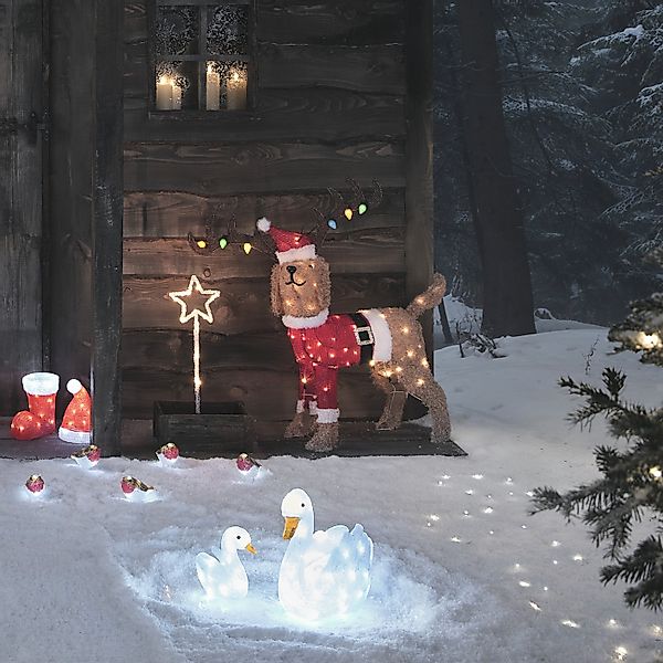 Lights4fun LED-Dekofigur 80cm LED Weihnachtsfigur außen Berry der Hund günstig online kaufen