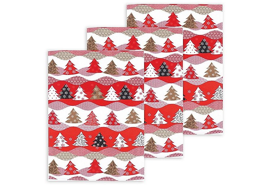 Kracht Geschirrtuch Winterwald, (Set, 3-tlg., Set), 3er Pack Geschirrtücher günstig online kaufen