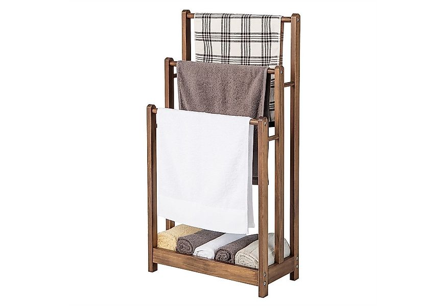 COSTWAY Handtuchständer, mit 3 Stangen & Ablagefach, Holz, 45x22x86 cm günstig online kaufen