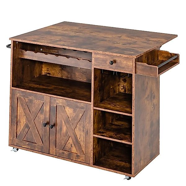 Costway Küchenwagen Auf Rollen mit Klappbarer Arbeitsplatte Braun günstig online kaufen