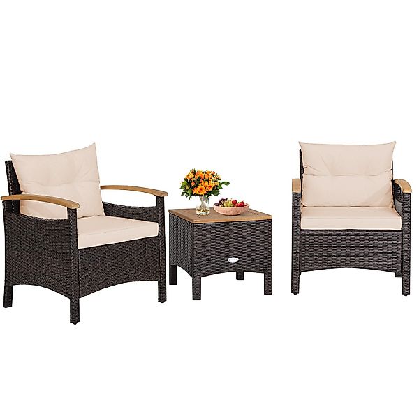 COSTWAY Balkonset, Rattan, 3tlg. 2 Sessel günstig online kaufen