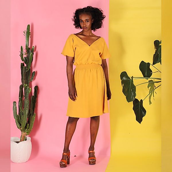 Tencel Kleid Alani In Gelb günstig online kaufen