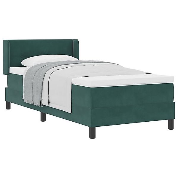 vidaXL Bett Boxspringbett mit Matratze Dunkelgrün 90x190 cm Samt (1-tlg) günstig online kaufen