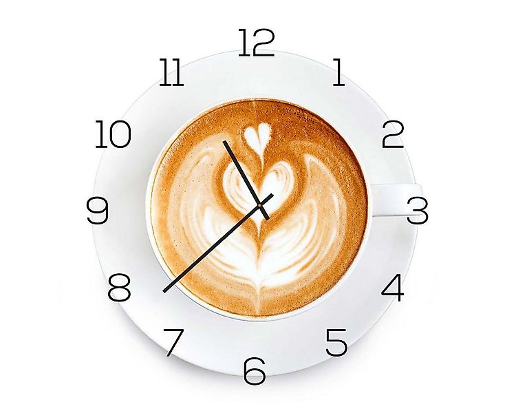 Levandeo® Wanduhr (Wanduhr aus Glas 30x30cm Uhr als Glasbild Küche Cappucci günstig online kaufen