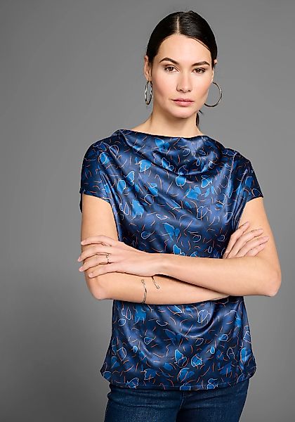 HECHTER PARIS Shirtbluse, mit Wasserfallausschnitt und Satinfront günstig online kaufen