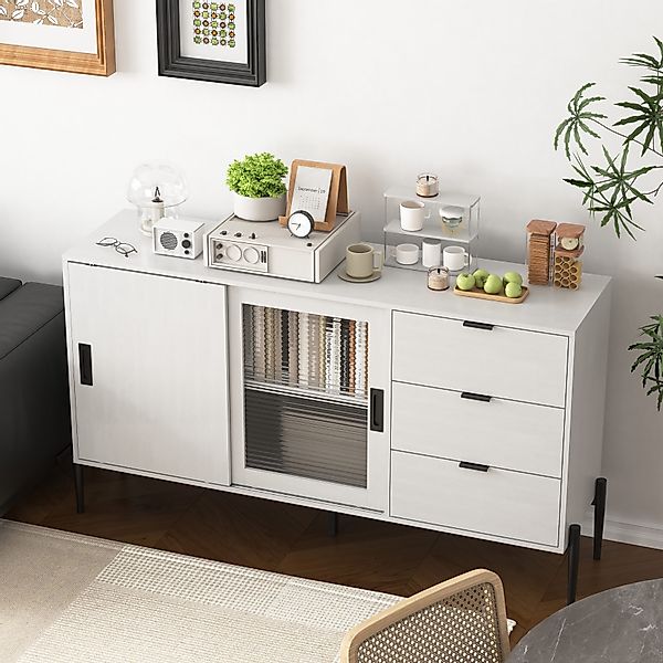 REDOM Sideboard Modernes Küchenbuffet (mit Glasschiebetür günstig online kaufen