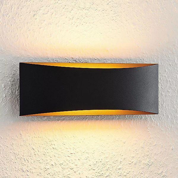 Arcchio LED-Wandleuchte Jelle, 27 cm, schwarz/gold, up/down günstig online kaufen