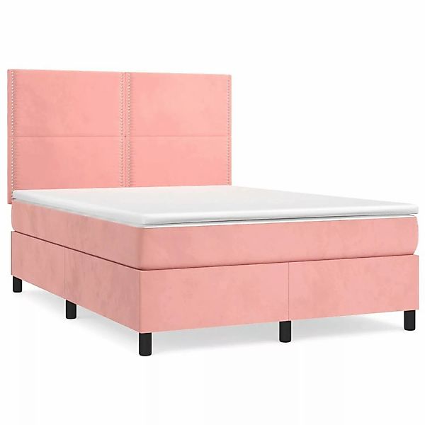 vidaXL Boxspringbett mit Matratze Rosa 140x190 cm Samt1349806 günstig online kaufen