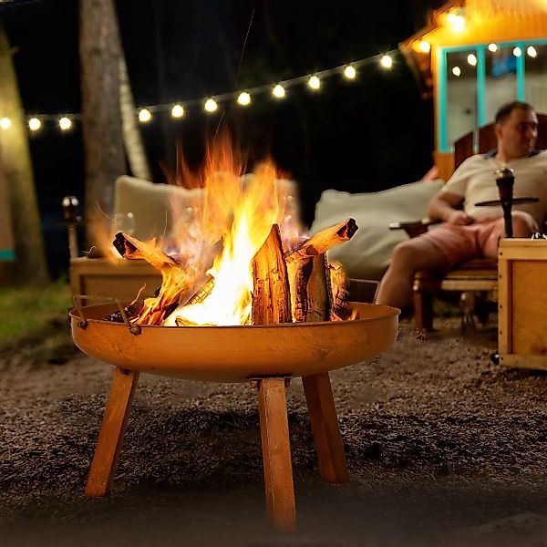 Outsunny Feuerschale Feuerkorb mit Schürhaken, Feuerstelle für Garten, Camp günstig online kaufen