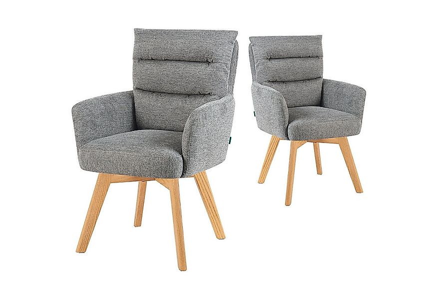 DUBI Möbel Polsterstuhl Mika-Juna 2er-Set, Federkern, Eiche geölt, 360° dre günstig online kaufen