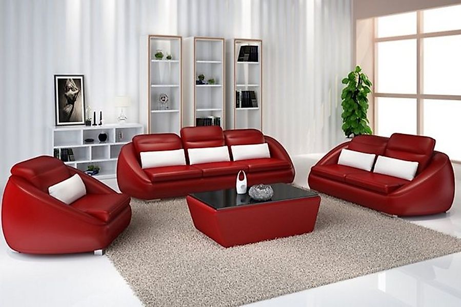 JVmoebel Sofa Moderne rote Sofagarnitur 3+2+1 Sitzer luxus Couche Design Ne günstig online kaufen