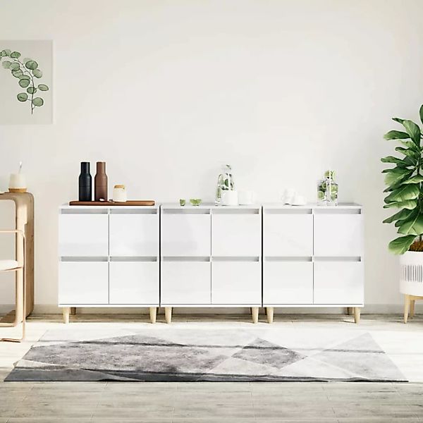 Vidaxl Sideboards 3 Stk. Hochglanz-weiß 60x35x70 Cm Holzwerkstoff günstig online kaufen