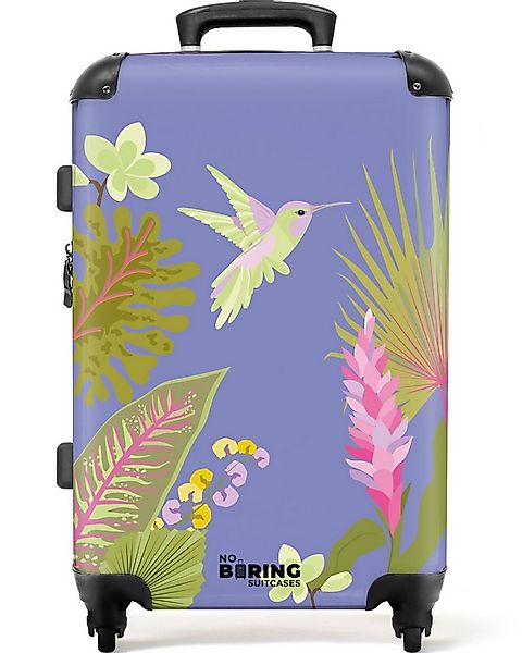 NoBoringSuitcases.com© Hartschalen-Trolley Lila mit tropischem Aufdruck 67 günstig online kaufen