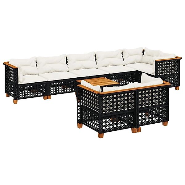 vidaXL 9-Tlg Garten-Sofagarnitur mit Kissen Schwarz Poly Rattan 3261896 günstig online kaufen