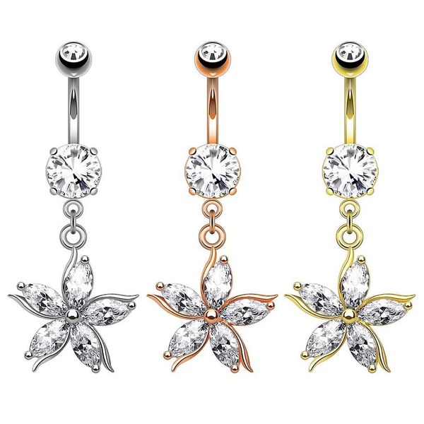 Taffstyle Bauchnabelpiercing Piercing Chirurgenstahl Kristall Blumen, günstig online kaufen