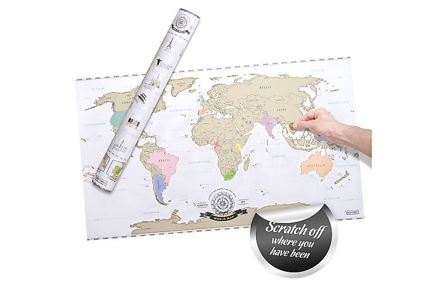 Goods+Gadgets Poster Scrape Off World Map – XXL Rubbelweltkarte Poster Trav günstig online kaufen