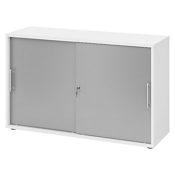 bümö Aktenschrank office Schiebetürenschrank Dekor: Weiß/Silber - Griffe: R günstig online kaufen