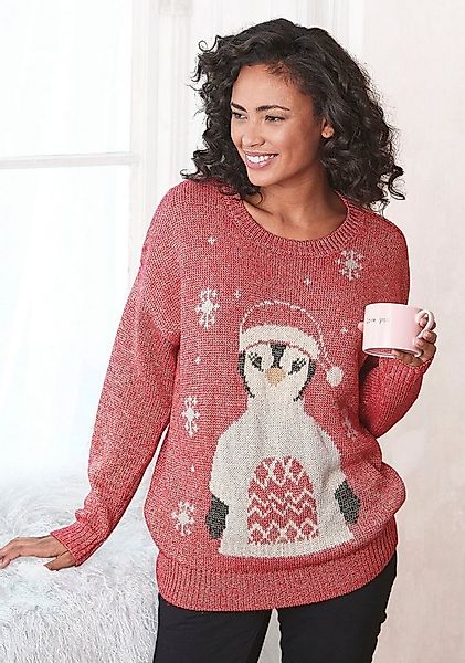 LASCANA Sweater Weihnachtspullover mit eingestricktem Motiv, Loungewear günstig online kaufen
