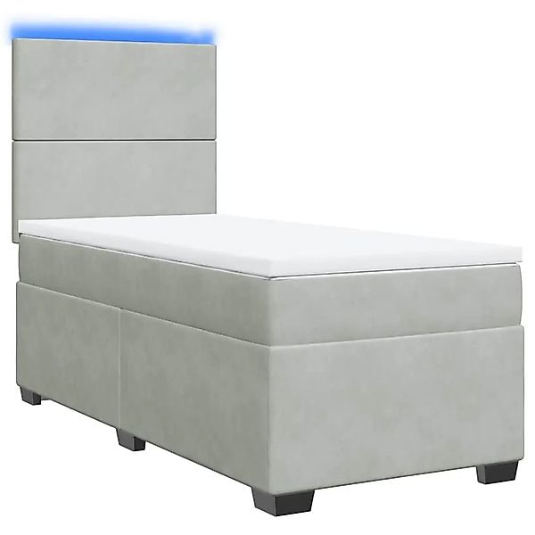 vidaXL Boxspringbett mit Matratze Hellgrau 90x200 cm Samt 3293104 günstig online kaufen