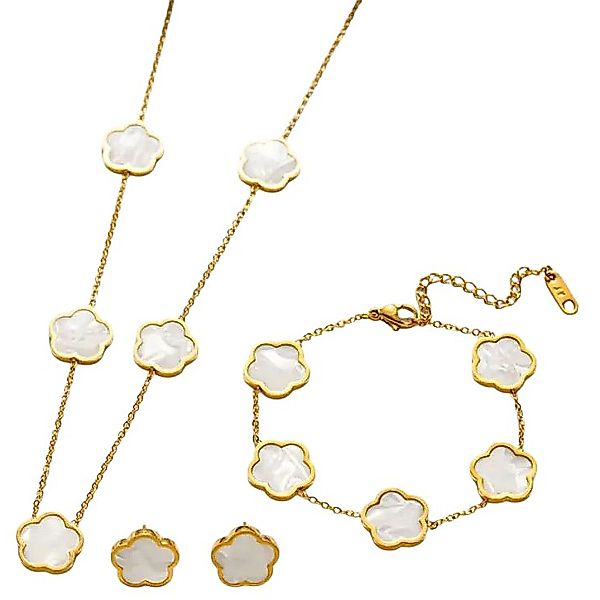 KARMA Schmuckset Damen Edelstahl Goldfarben Perlmutt günstig online kaufen