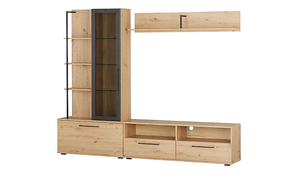 Wohnwand  Flores ¦ holzfarben ¦ Maße (cm): B: 229,5 H: 183 T: 35.0 Wohnwänd günstig online kaufen